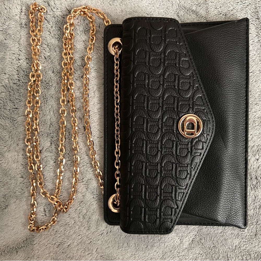 2 for 15 Dune London Black and Gold Chain Clutch